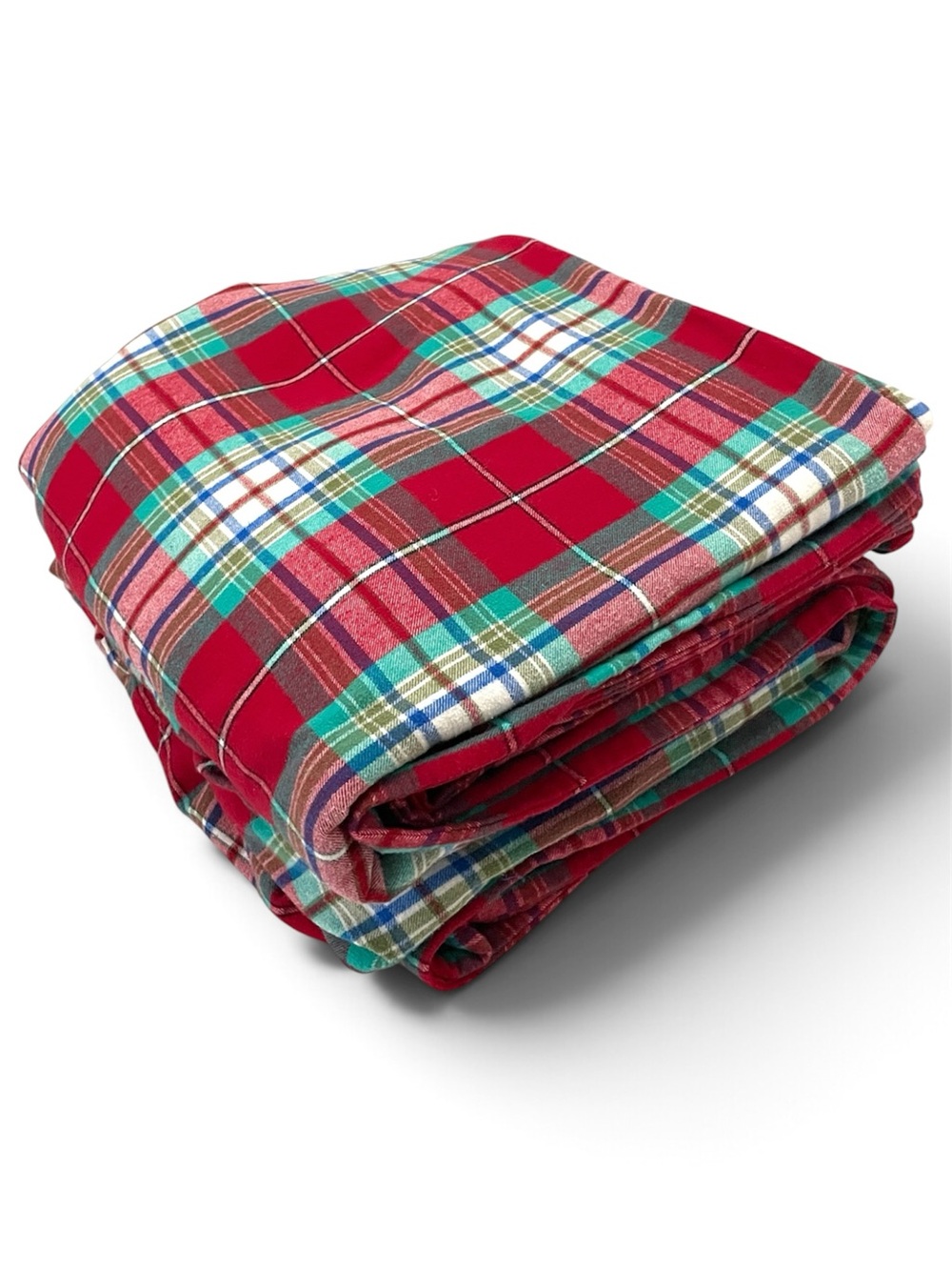 Lands’ End Rich Red Tartan Plaid Flannel King Size Duvet Cover